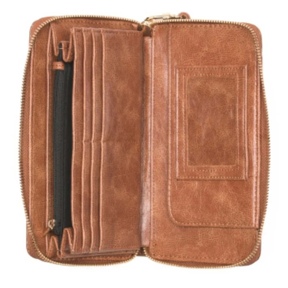 🤎▪️Betsey Johnson ▪️XOZIP-E Brown Floral Long Zip Continental  WALLET  Wristlet